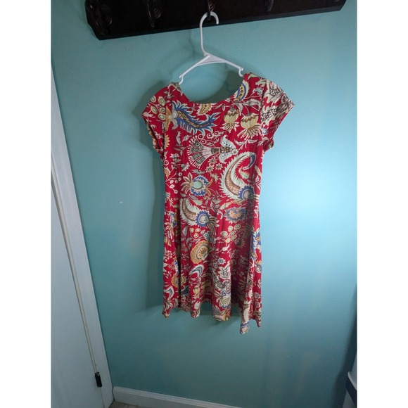 Chaps Denim Dresses & Skirts - Chaps Denim Womens Red Paisley Floral Fit and Flare Jersey Knit Dress Medium